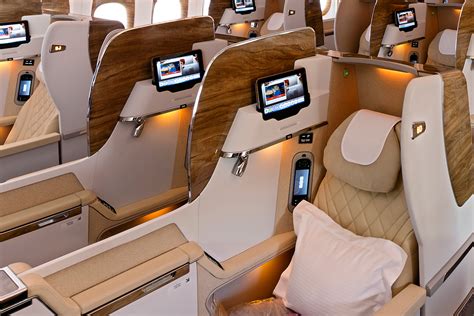 Emirates Business Class cabin features .